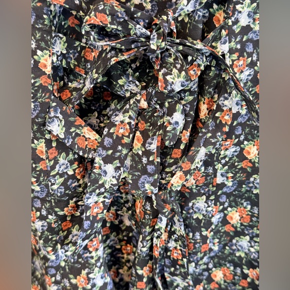 Vintage In Sync Ditsy Floral Button-Front Blouse Cotagecore Tie-Hem Vest Top -S - Picture 7 of 8